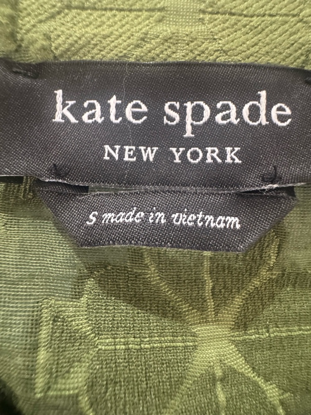 KATE SPADE olive green textured midi dress with belt, size S - Picture 3 of 10